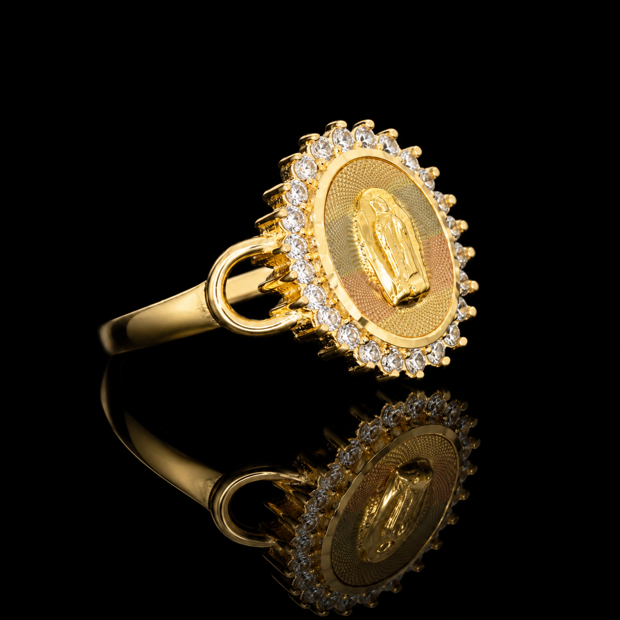 14K Gold Virgencita Halo Ring