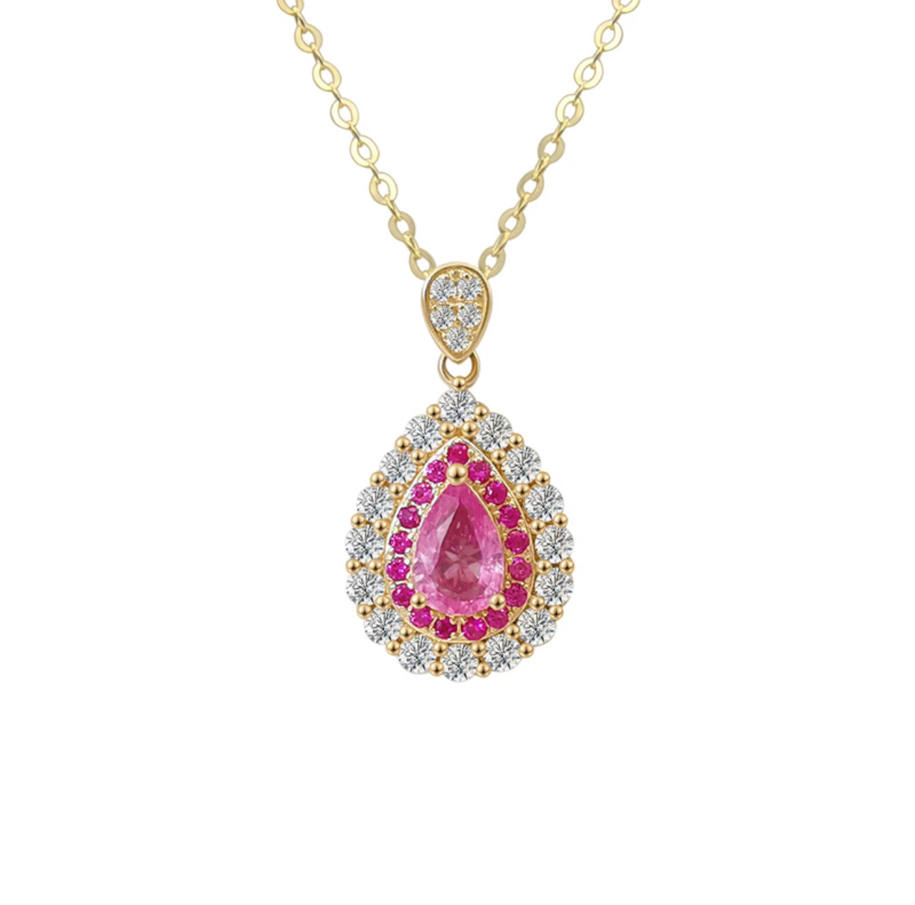 14K Gold Natural Diamond Sapphire Necklace