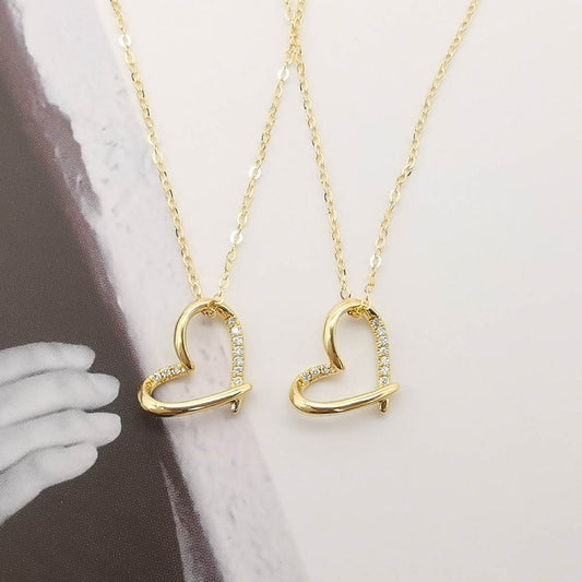 18K Gold Heart Natural Diamond Necklace