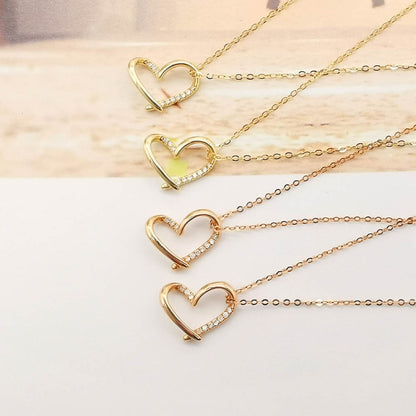 18K Gold Heart Natural Diamond Necklace