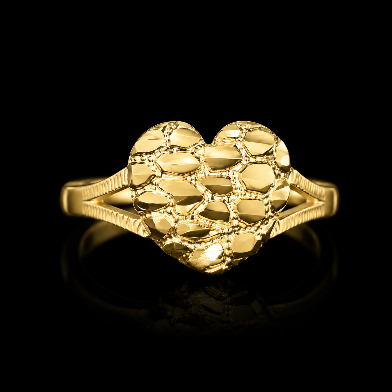 14K Gold Heart Nugget Ring