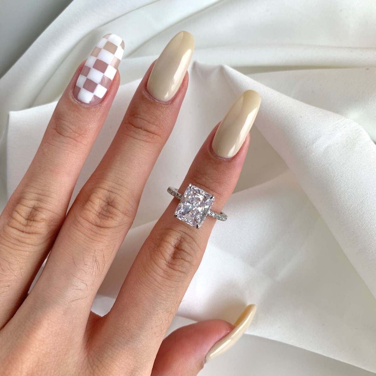 White Radiant Diamond Ring