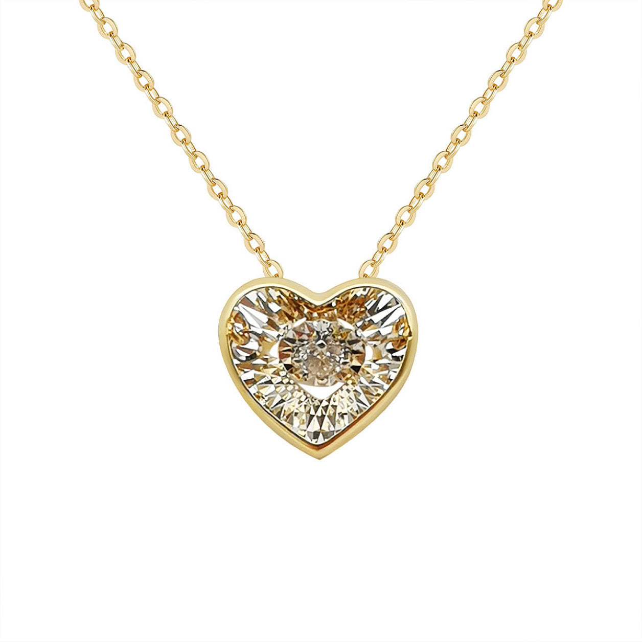 18K Gold Heart Natural Diamond Necklace