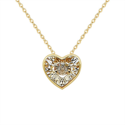 18K Gold Heart Natural Diamond Necklace