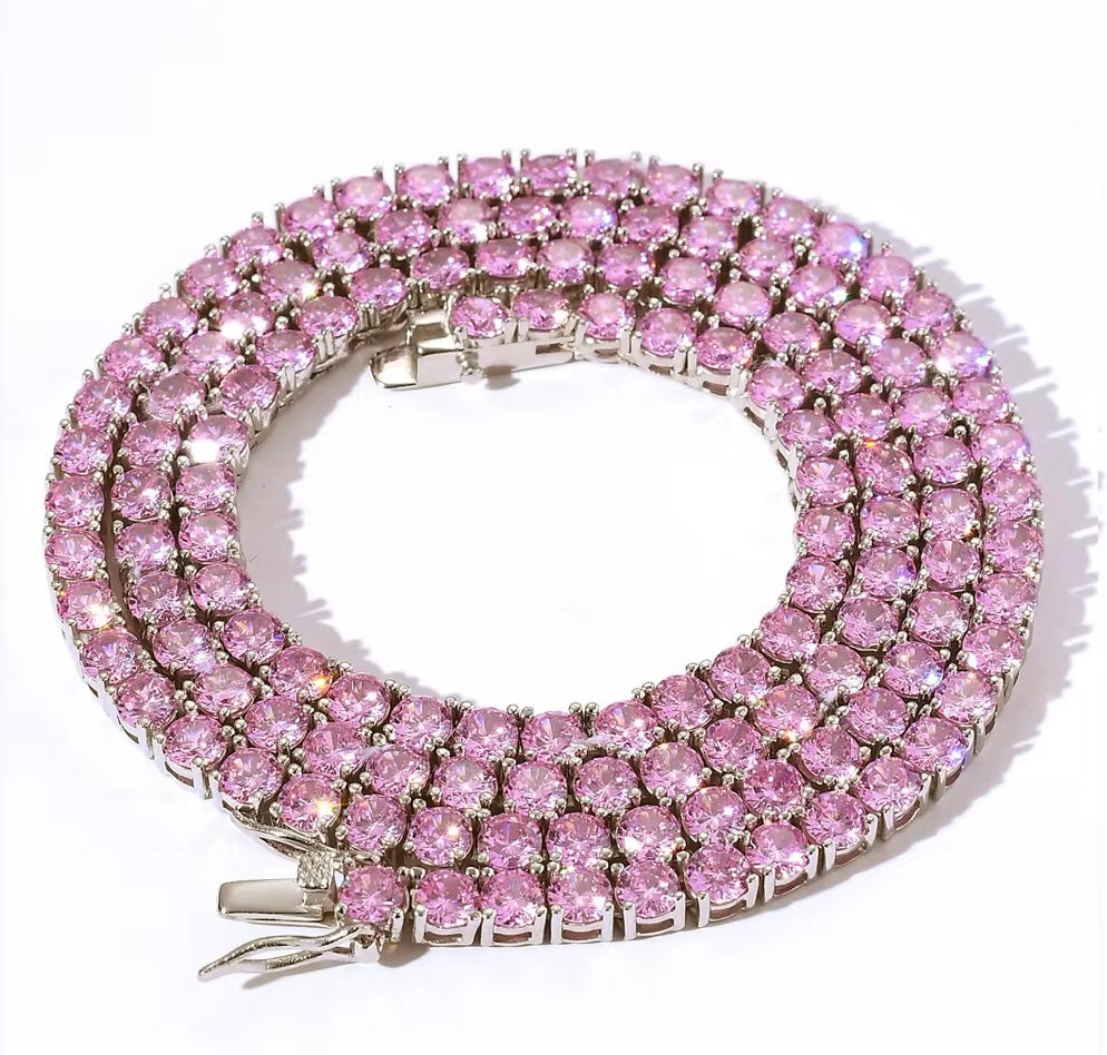 VVS Pink Tennis Necklace