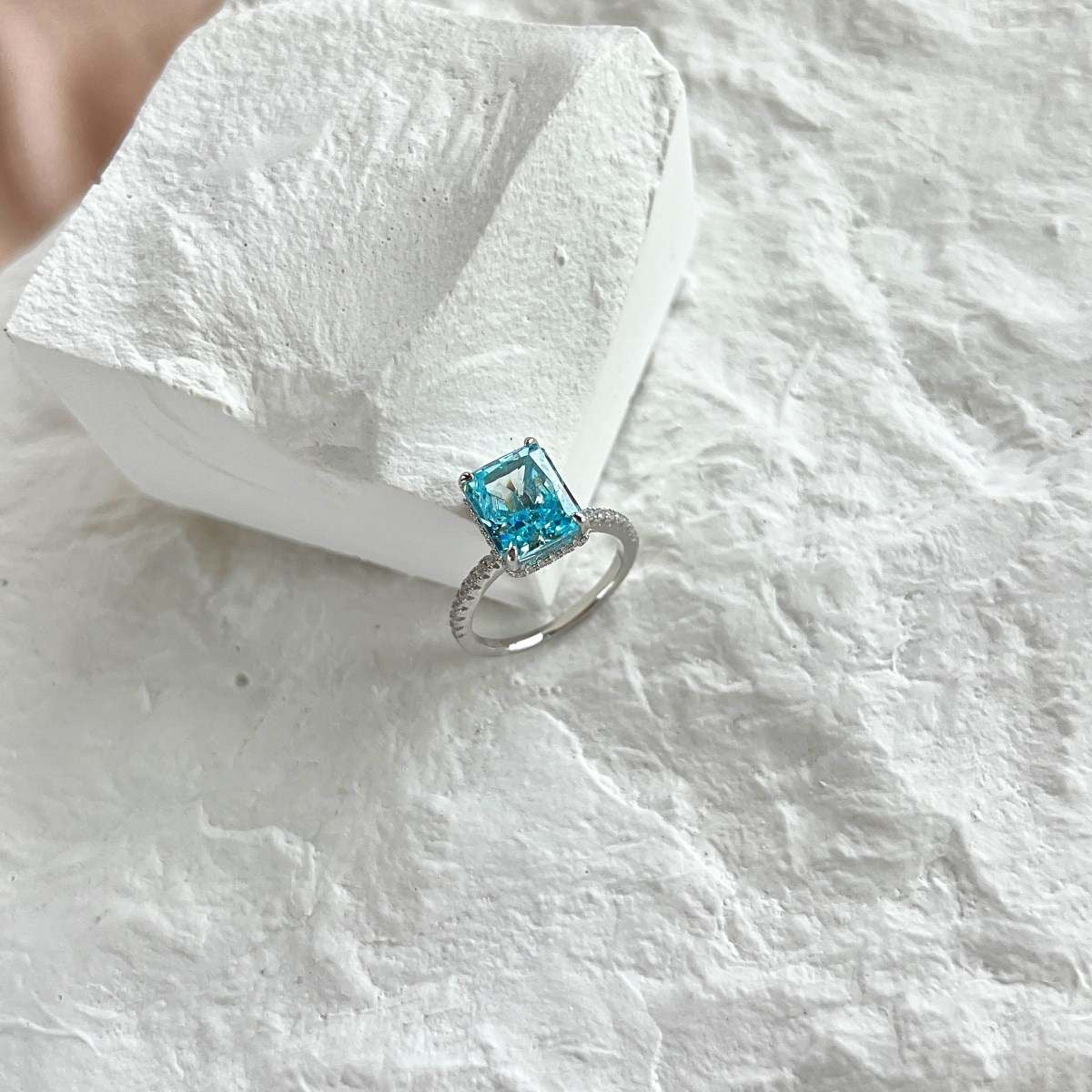 Turquoise Radiant Diamond Ring