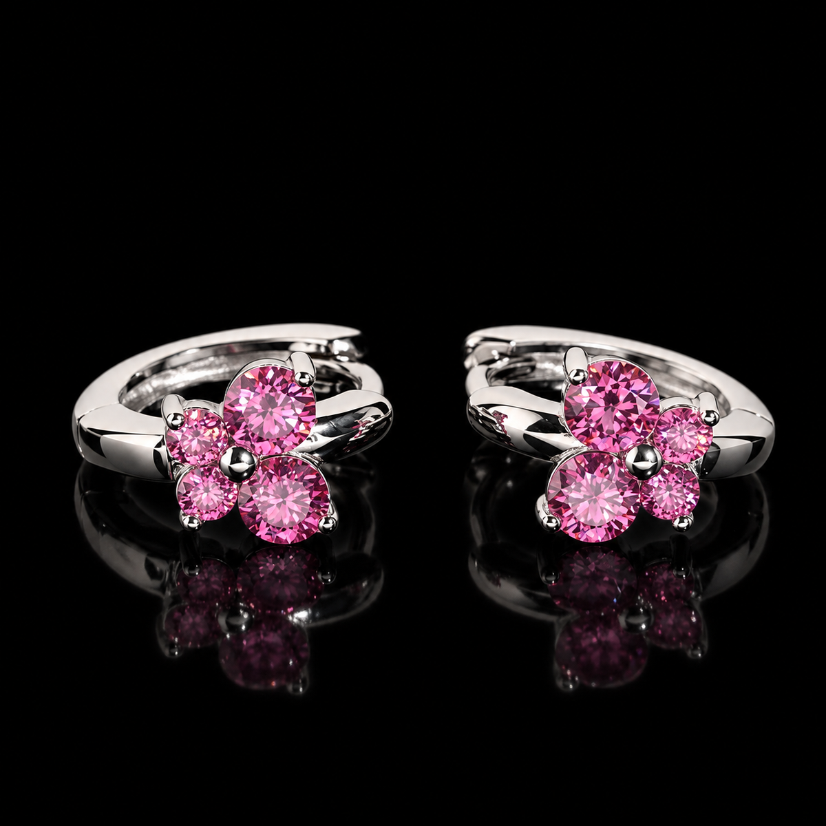 Pink VVS Butterfly Huggie Earrings