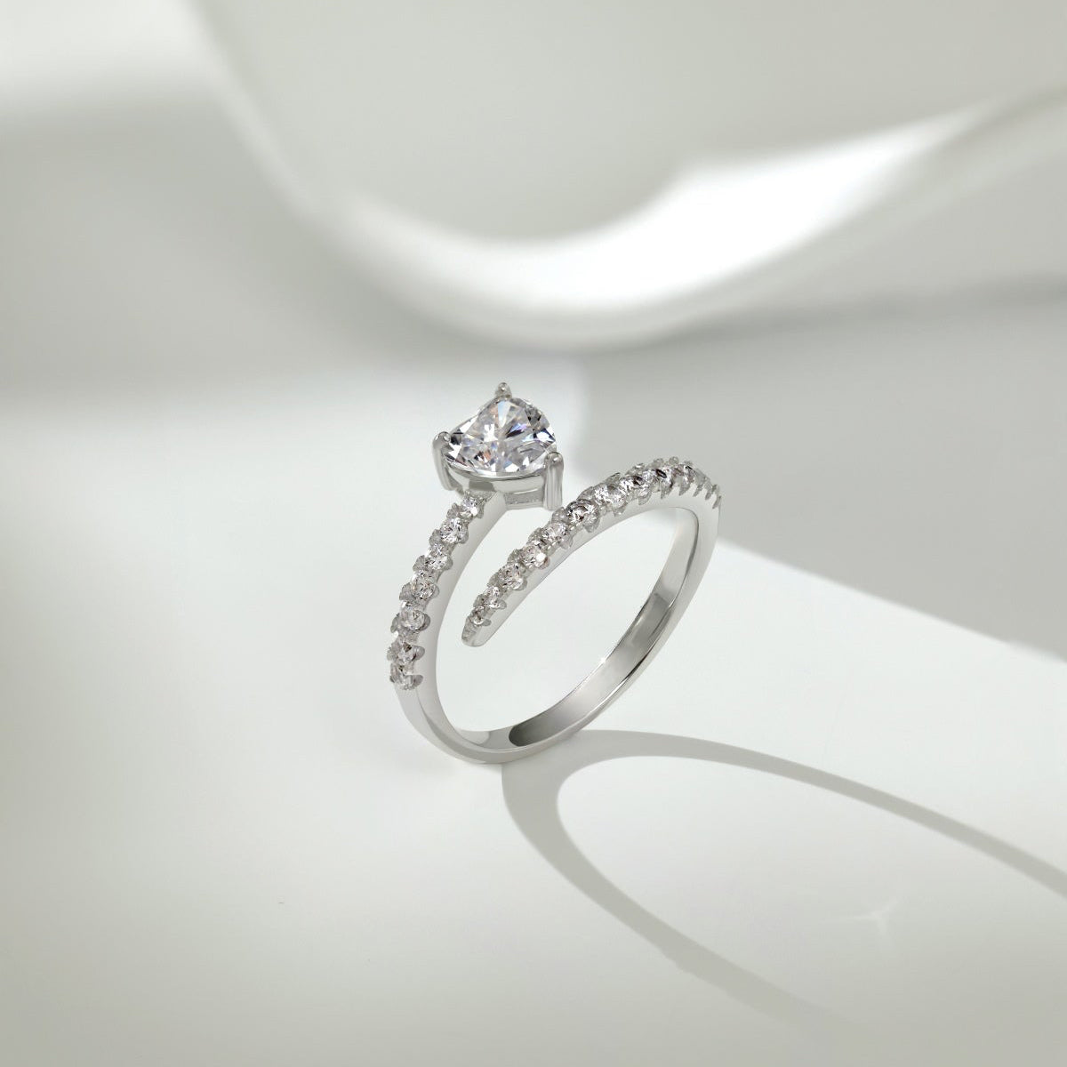 White Heart Diamond Ring