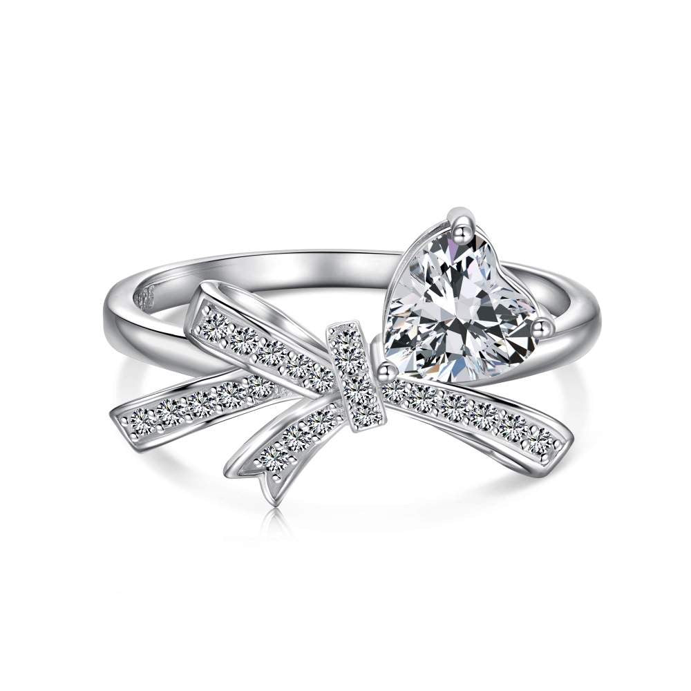 White Bow Diamond Ring