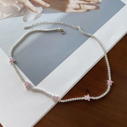 Pink Flower Diamond Necklace