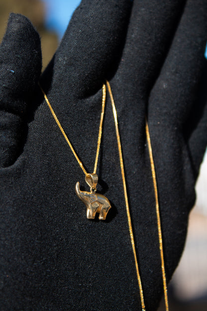 18K Gold Elephant Necklace