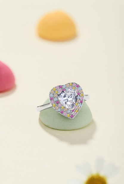 Colorful Heart Diamond Ring