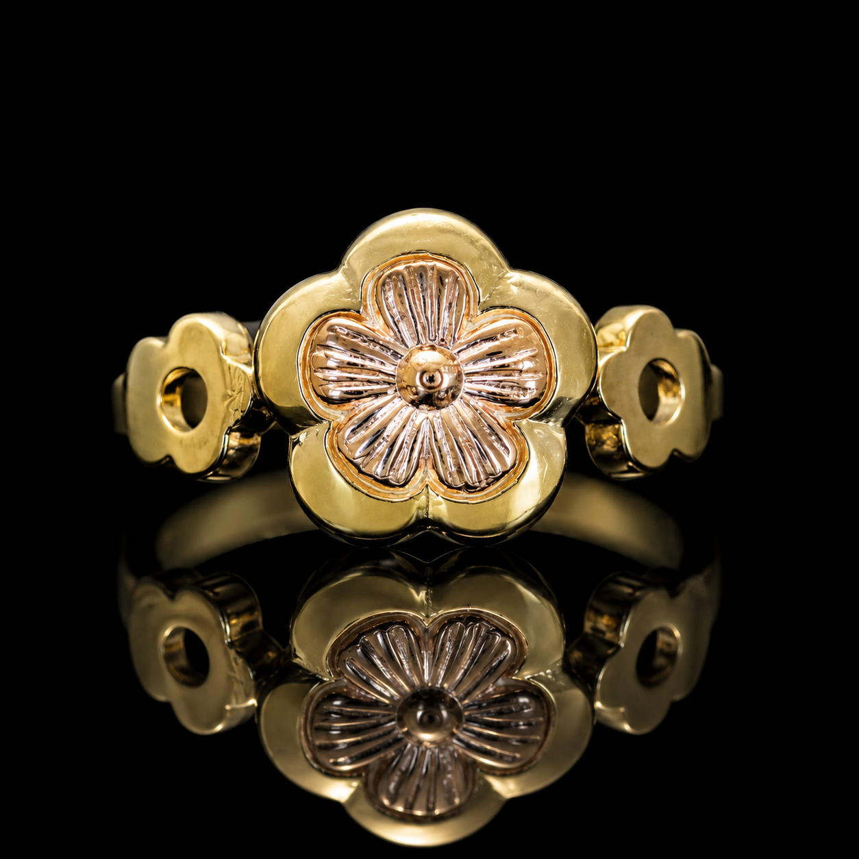 14K Gold Blossom Flower Ring
