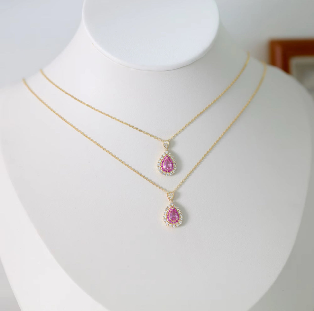 14K Gold Natural Diamond Sapphire Necklace