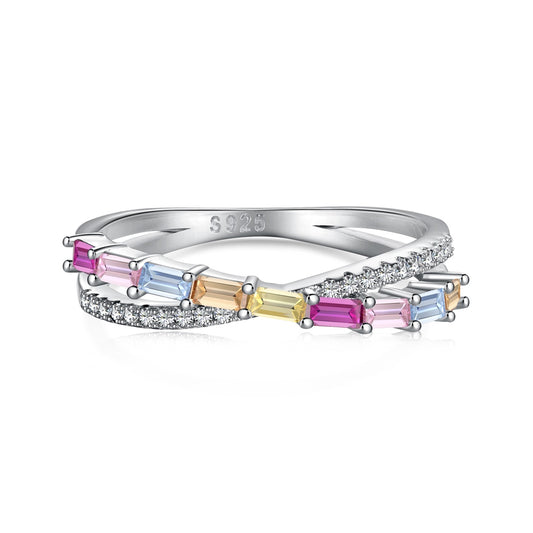 Colorful Rectangle Diamond Ring