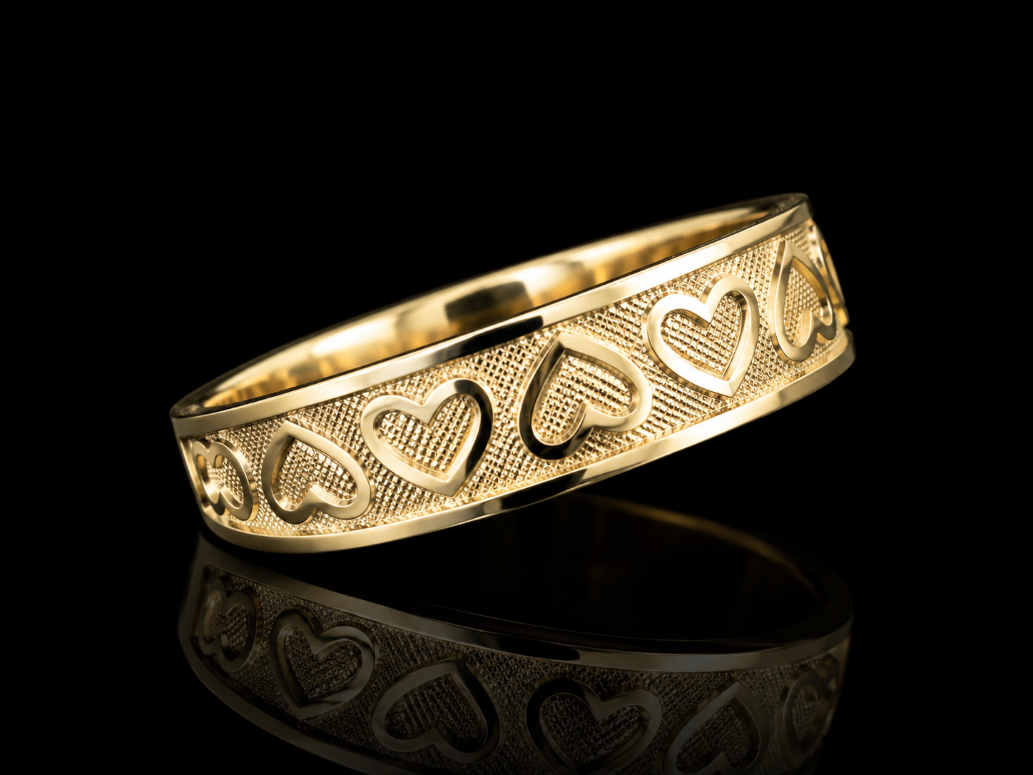 14K Gold Hearts Band Ring