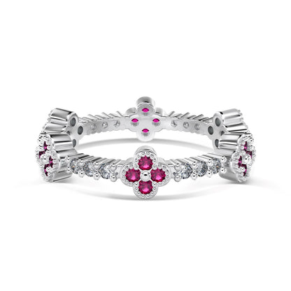 Fuchsia Clover Diamond Ring