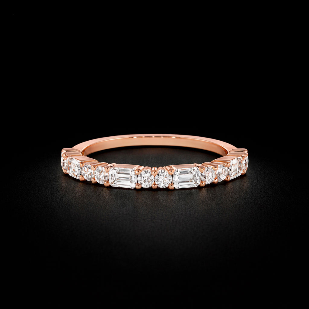 14K Gold Emerald Cut Natural Diamond Ring