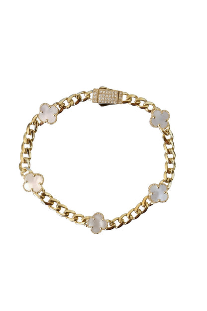 14K Gold Cuban Clover Bracelet (5mm / 9mm)