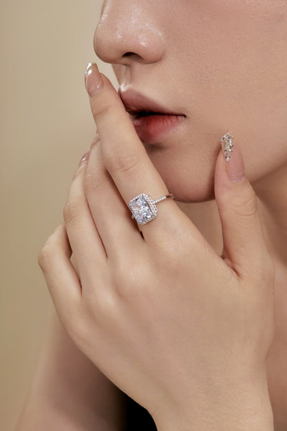 White Rectangle Diamond Ring