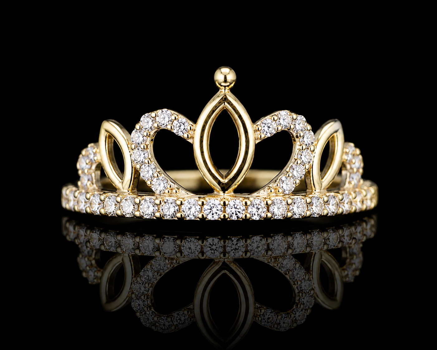 14K Gold Princess Crown Ring
