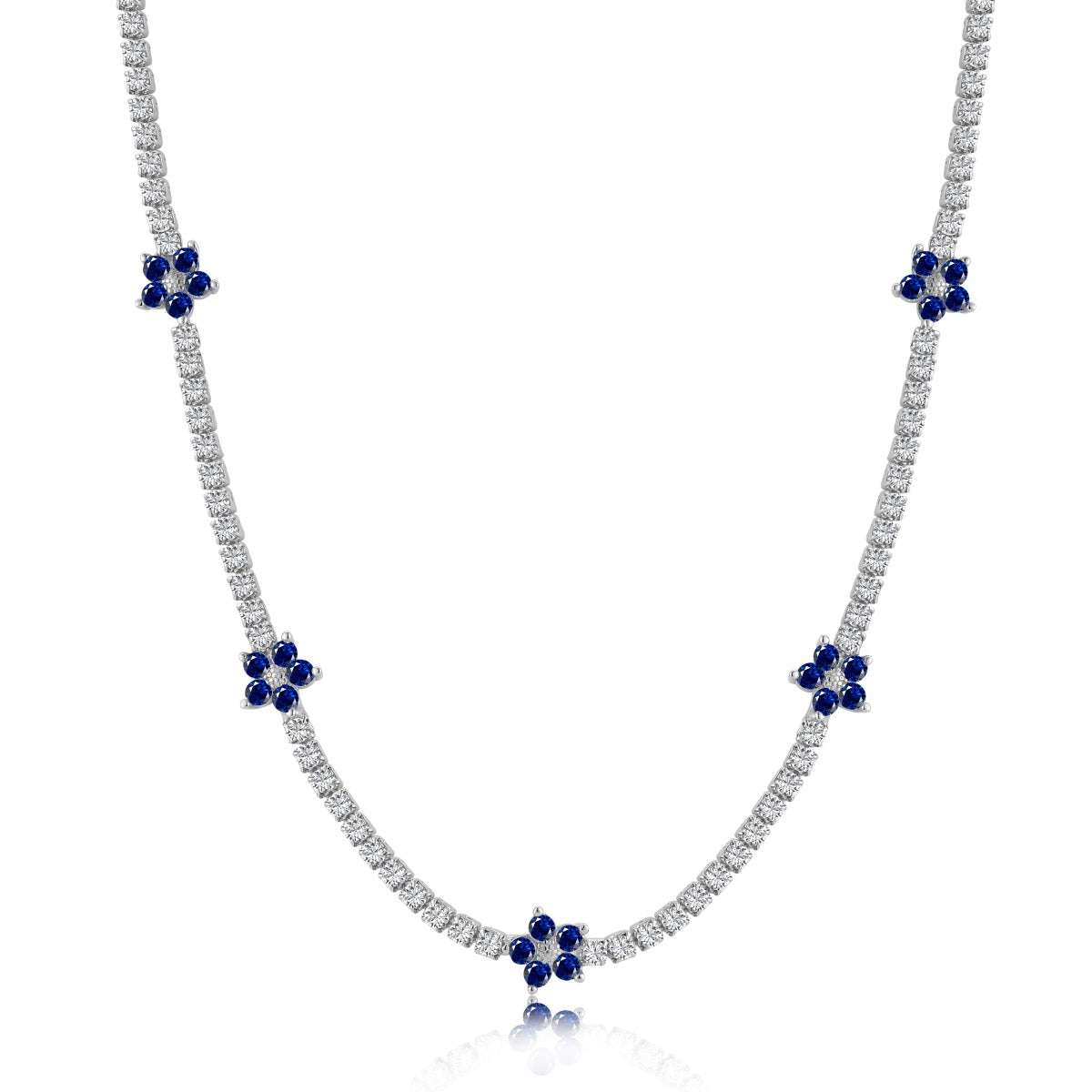 Collar de diamantes con flores azules