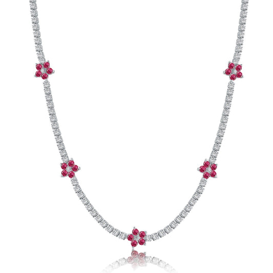 Fuchsia Flower Diamond Necklace