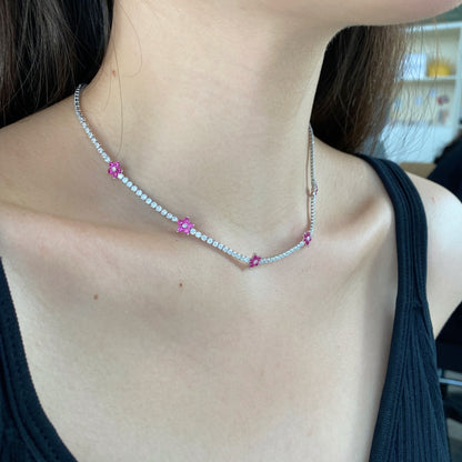 Fuchsia Flower Diamond Necklace