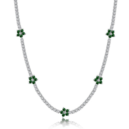 Green Flower Diamond Necklace