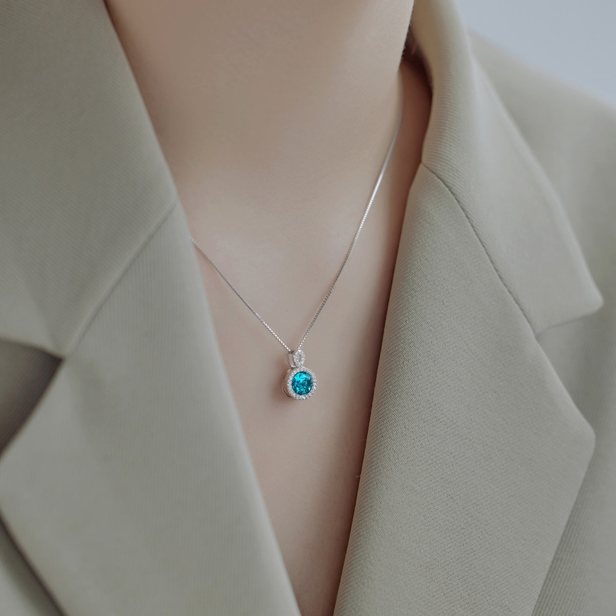 Light Blue Diamond Necklace