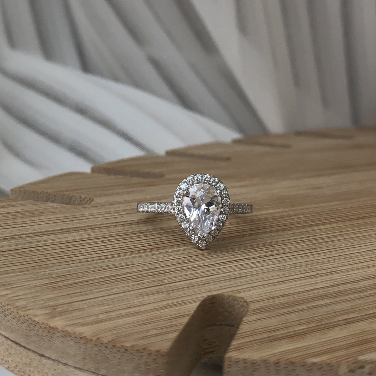 White Oval Diamond Ring