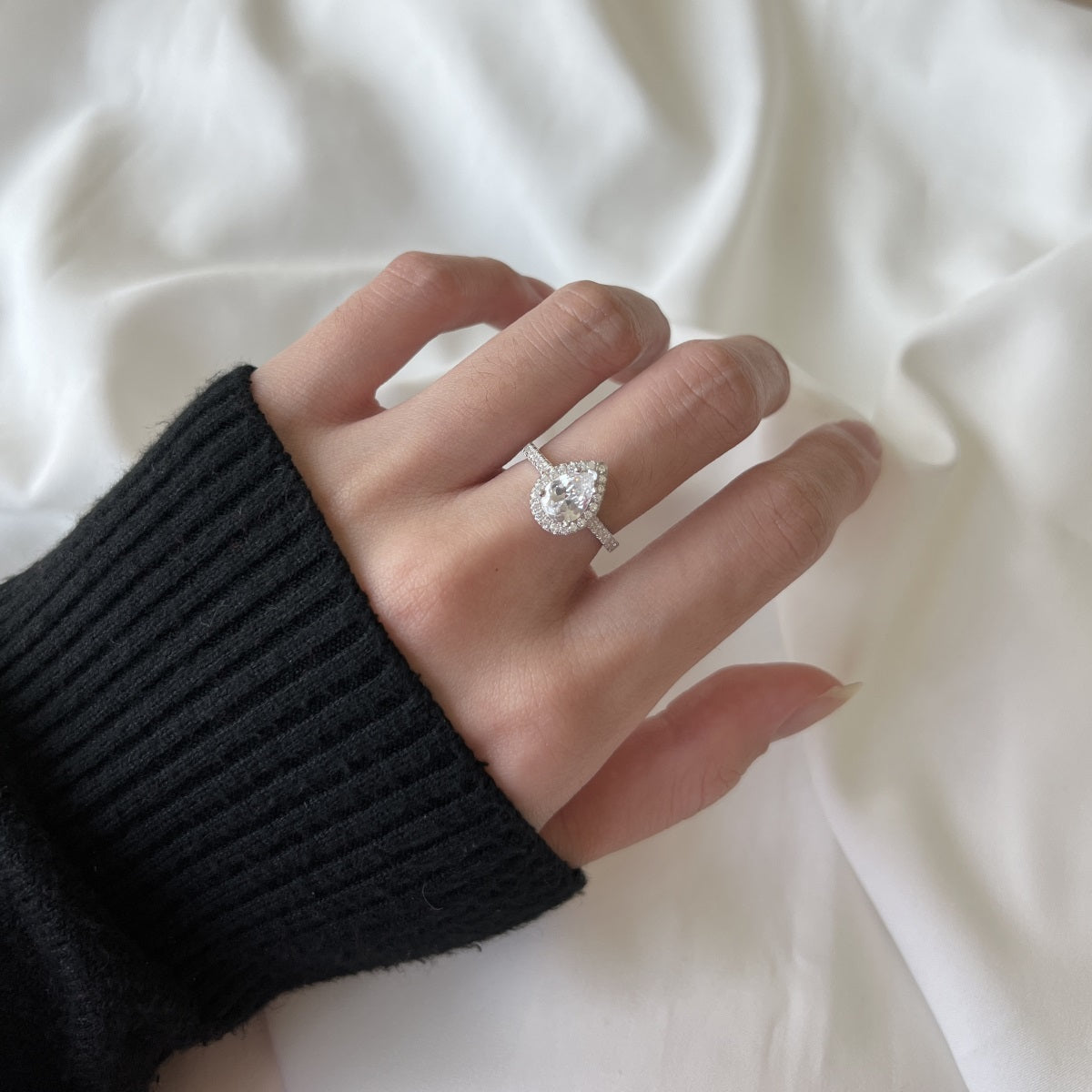 White Oval Diamond Ring