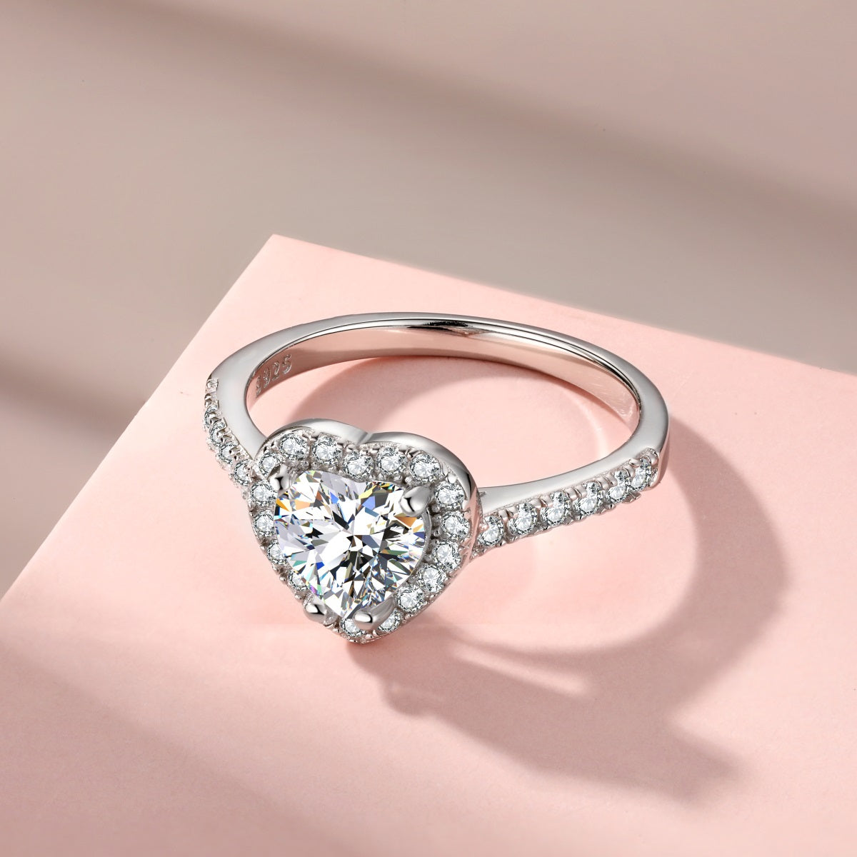 White Heart Diamond Ring