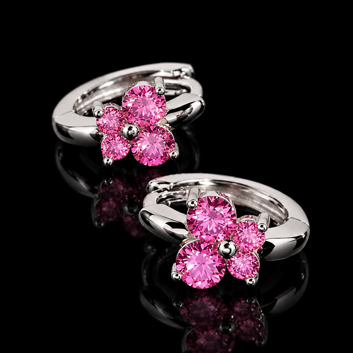 Pink VVS Butterfly Huggie Earrings