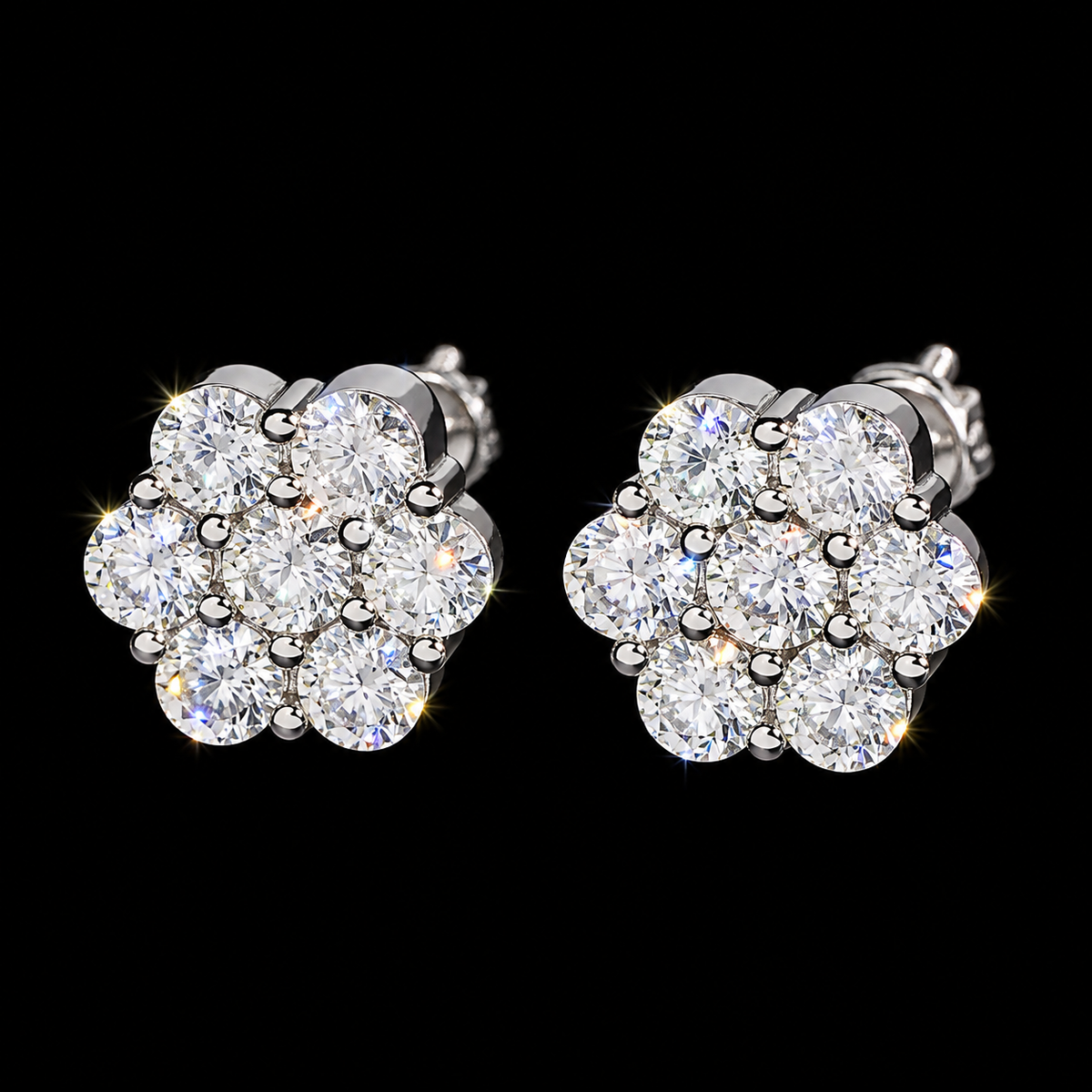 VVS Cluster Flower Earrings
