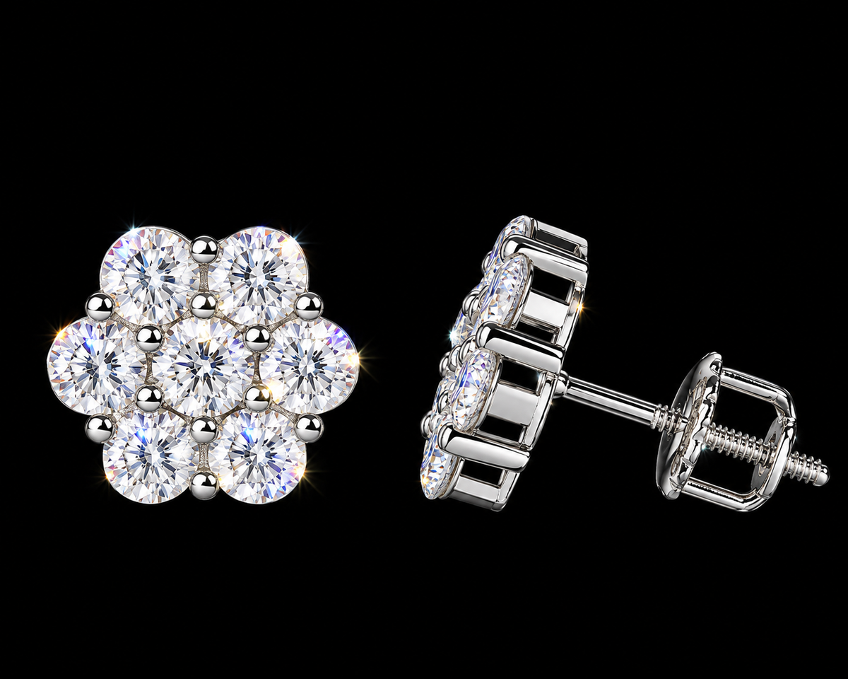 VVS Cluster Flower Earrings