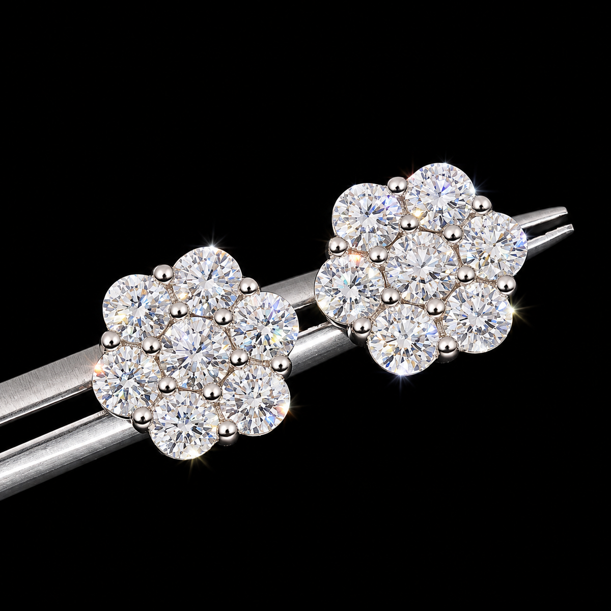 VVS Cluster Flower Earrings