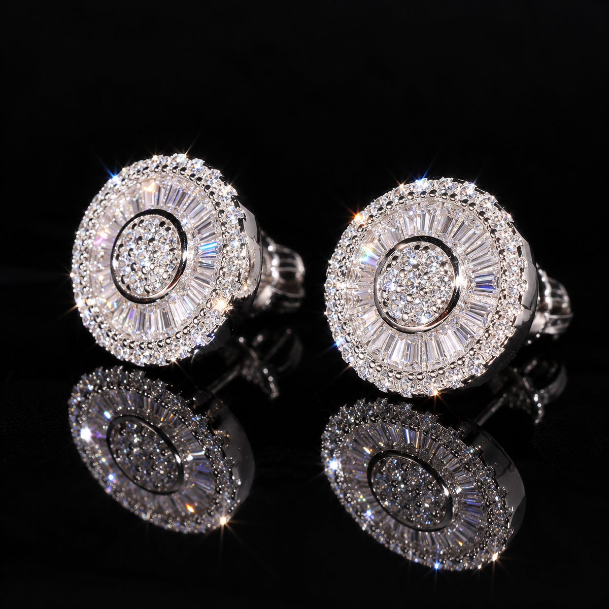 VVS Baguette Halo Earrings