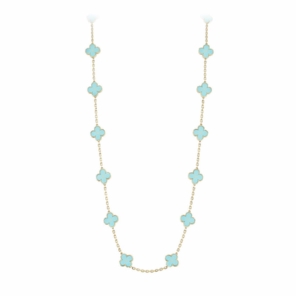 18K Gold Clover Long Leaf Necklace