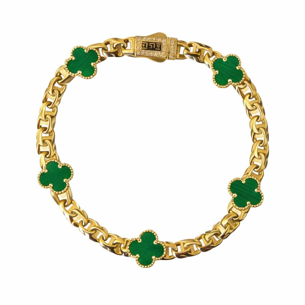 Pulsera de trébol chino de oro de 14 quilates (5 mm/9 mm)