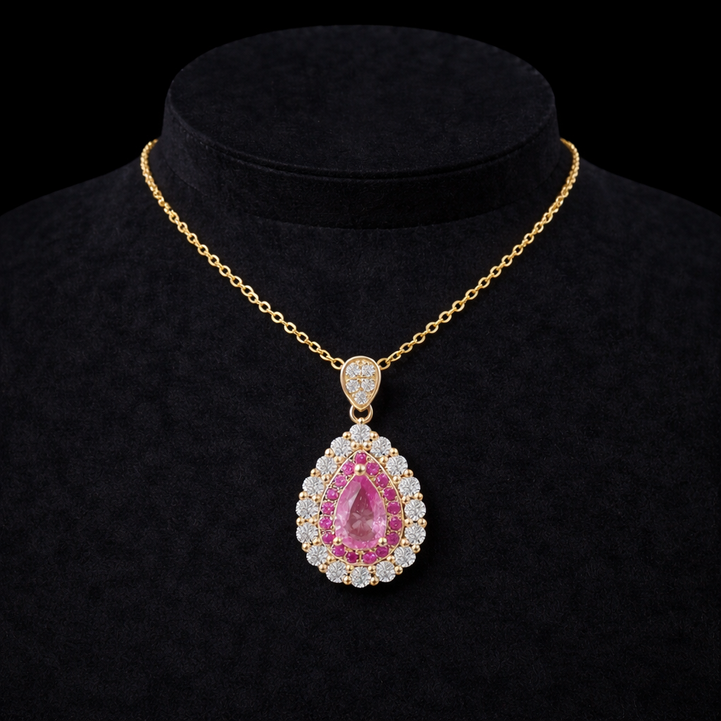 14K Gold Natural Diamond Sapphire Necklace