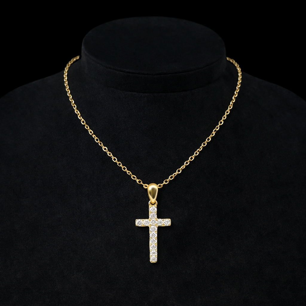 18k Gold Cruz Natural Diamond Necklace