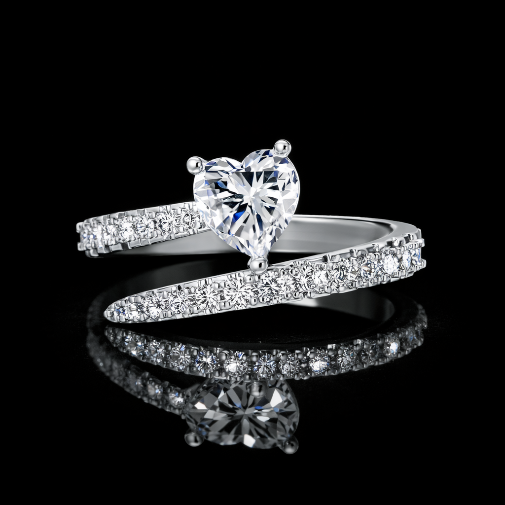 White Heart Diamond Ring