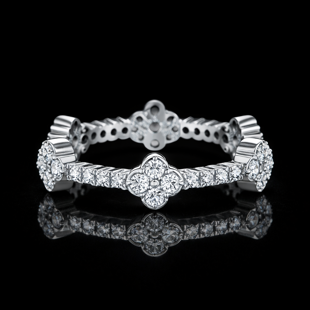 White Clover Diamond Ring