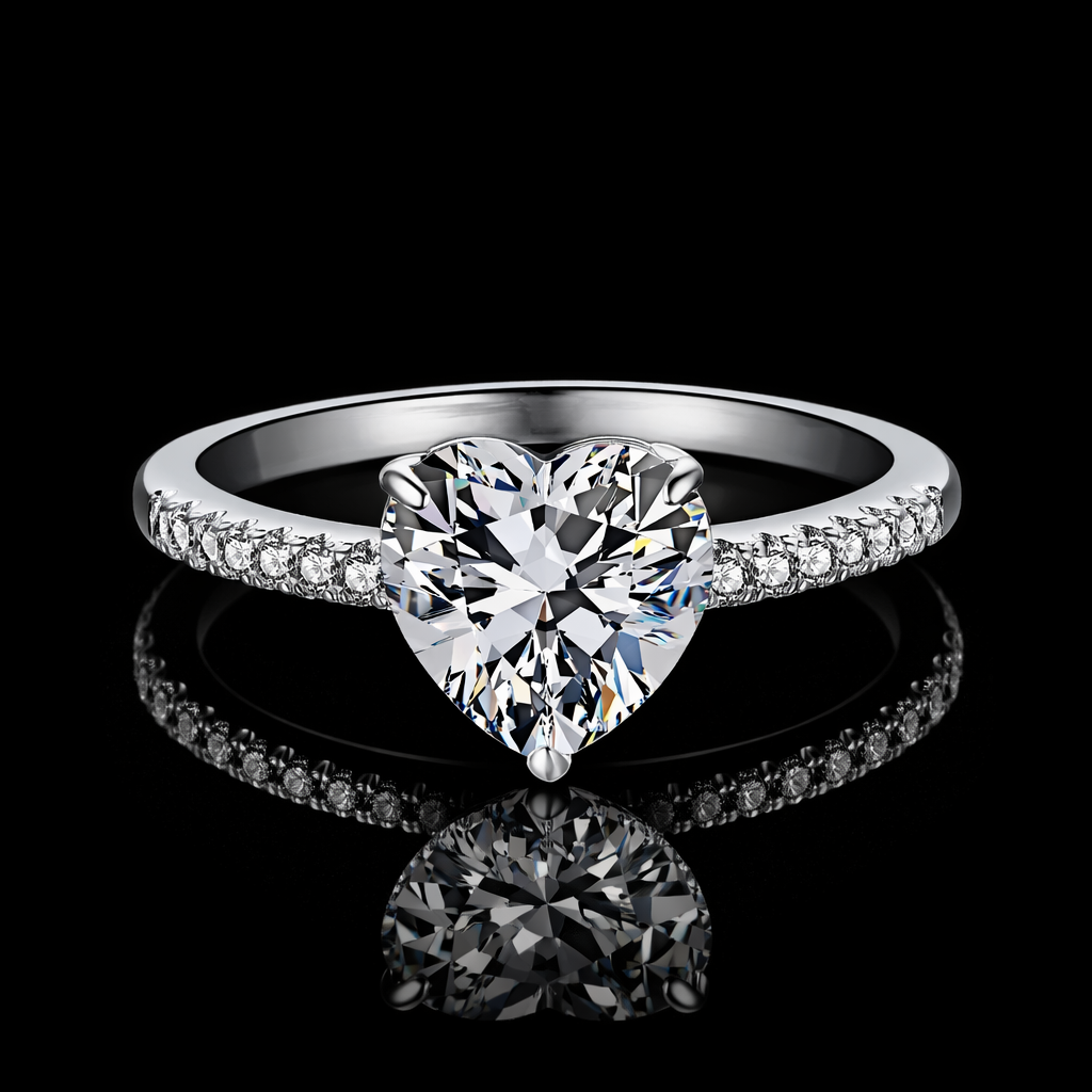 White Heart Diamond Ring