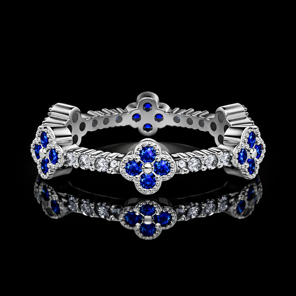 Blue Clover Diamond Ring