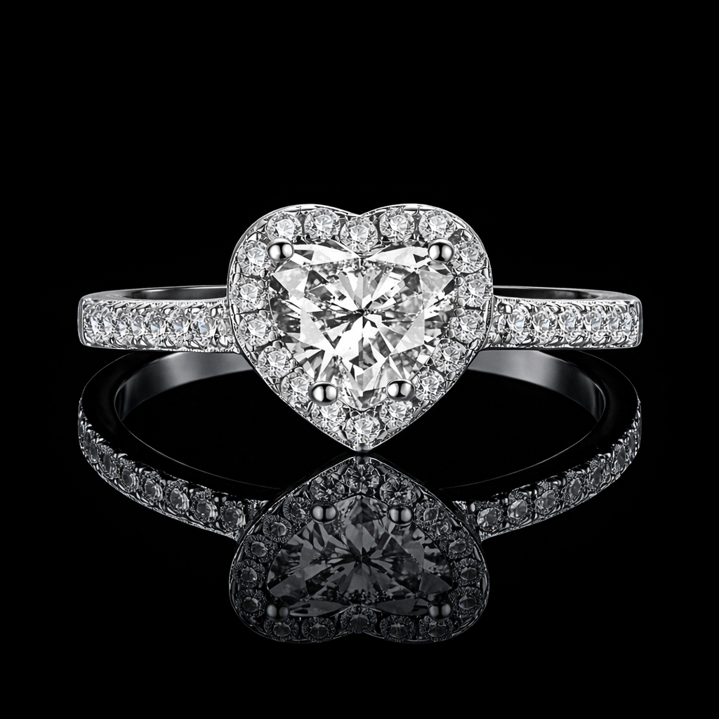 White Heart Diamond Ring