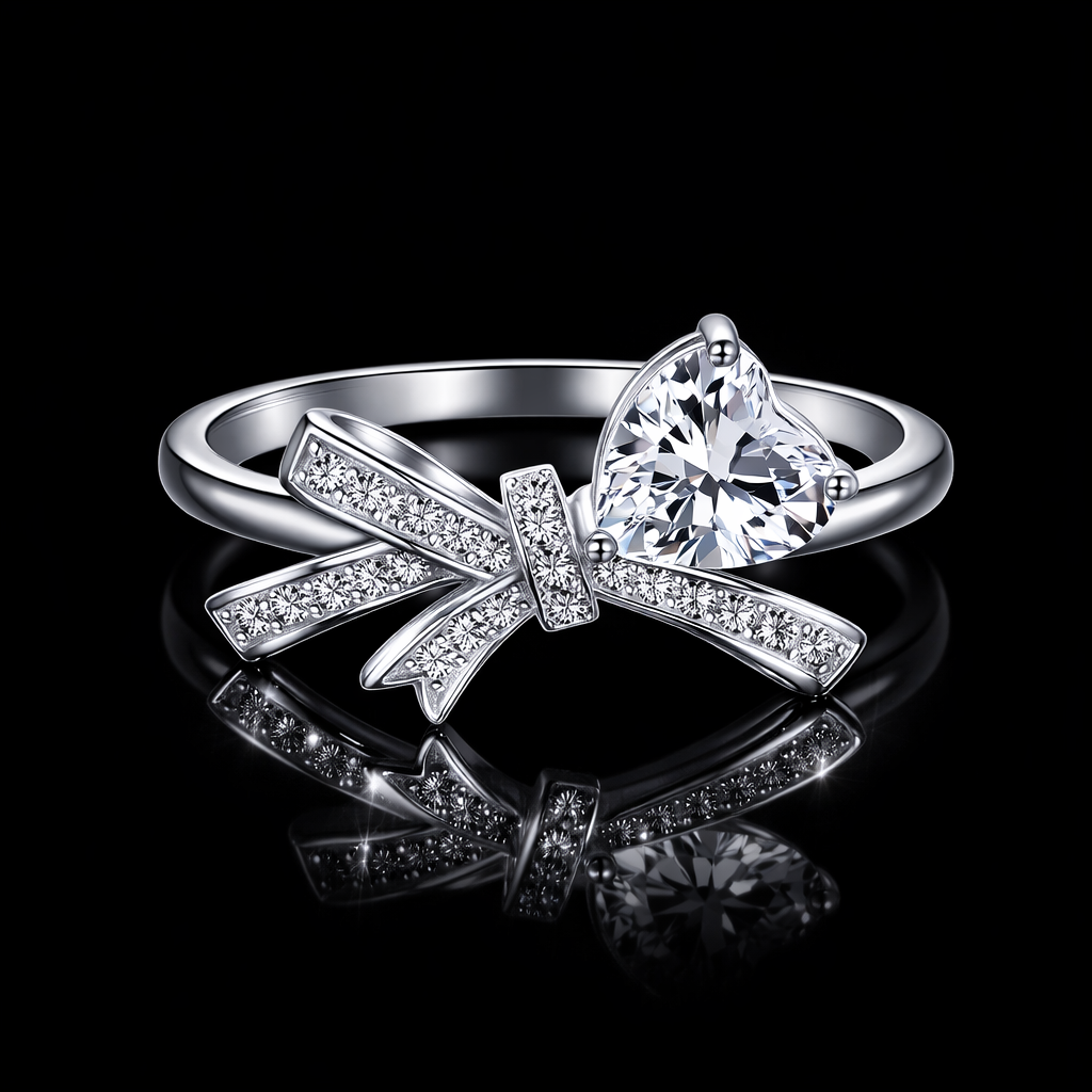 White Bow Diamond Ring