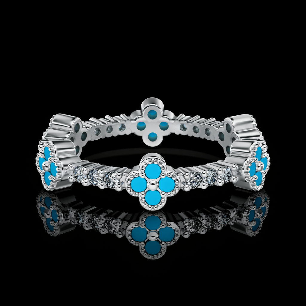Turquoise Clover Diamond Ring