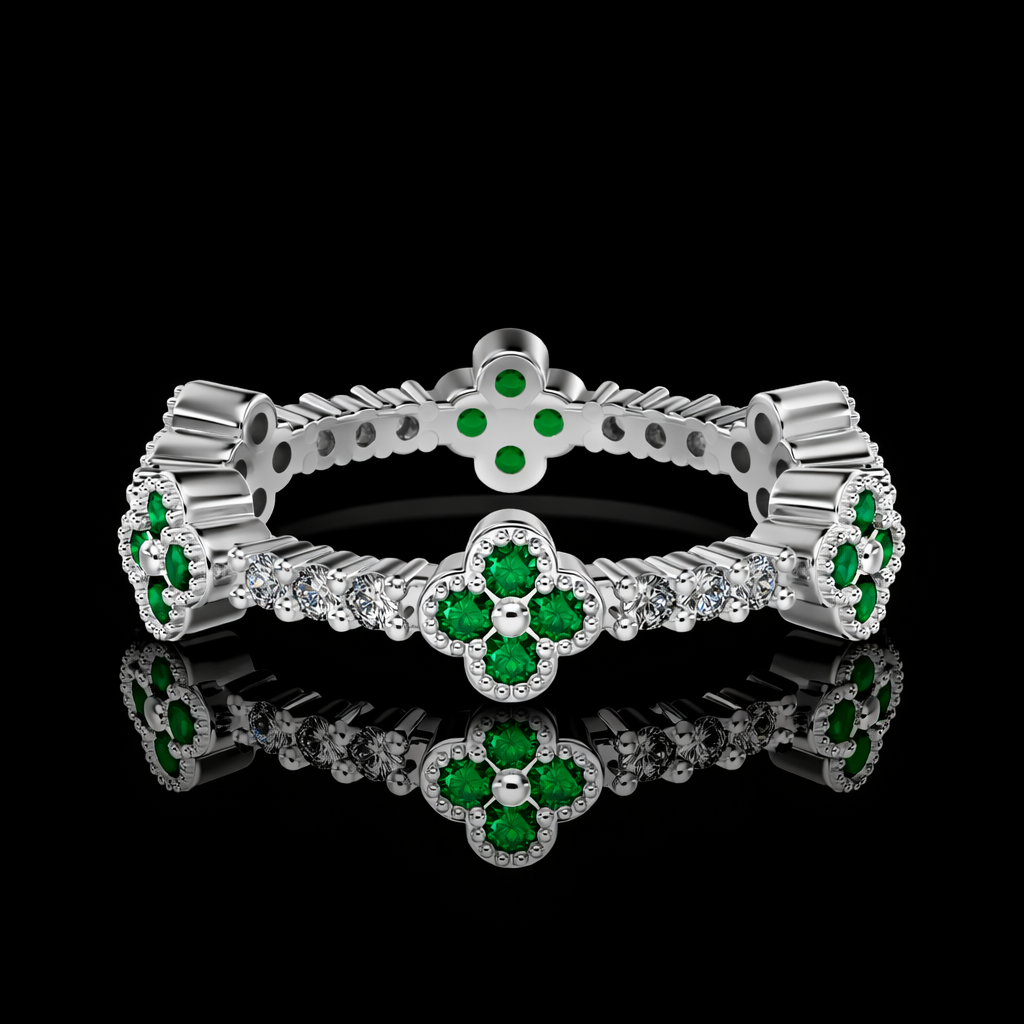 Green Clover Diamond Ring